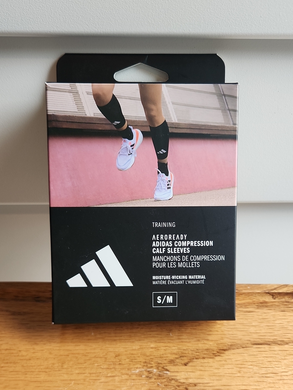 Adidas Black Compression Calf Sleeves with White Logo Sz S/M